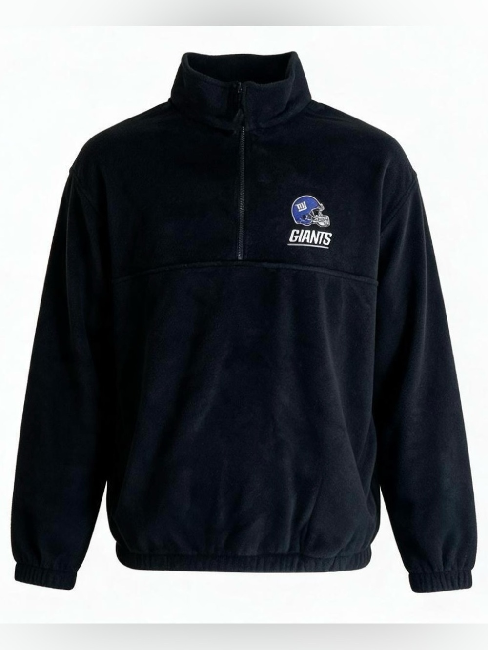 NY Giants Fleece Pullover Mens Medium Black NFL Football Logo Reebok Quarter Zip